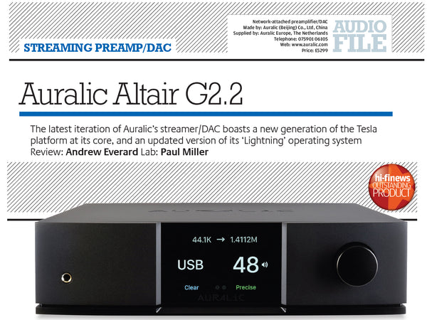 ALTAIR G2.2 Outstanding Review by HiFi News